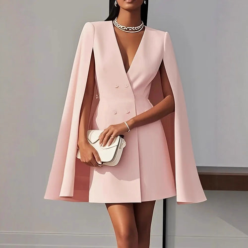 Double Breasted Shawl Cape Suit Dress
